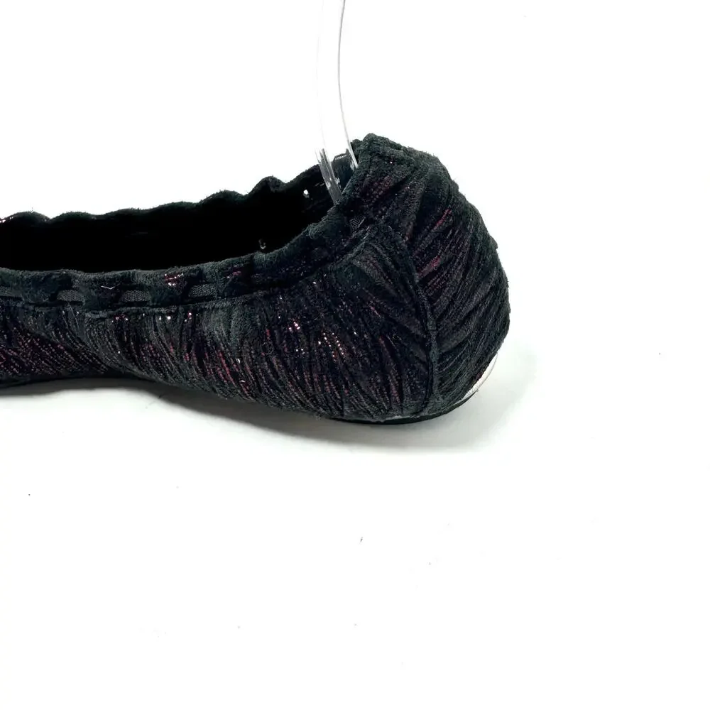 Chanel Black Fabric Ballet Flats with Pink Lurex Thread CC Logo 36.5 Rare Runway